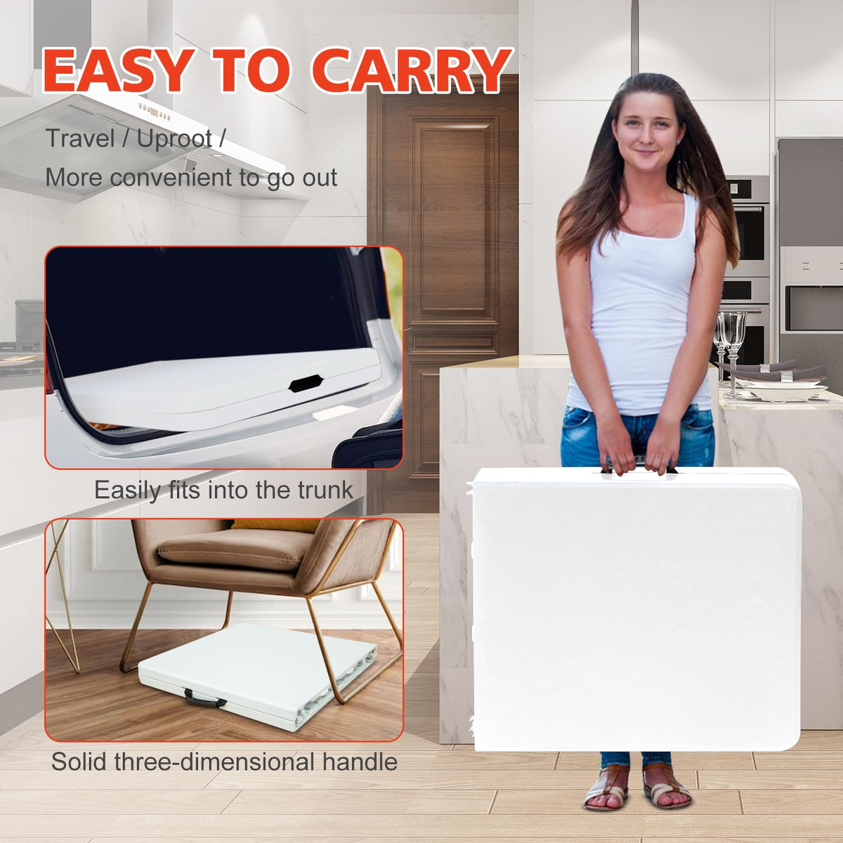 4Ft Portable Folding Table White A154