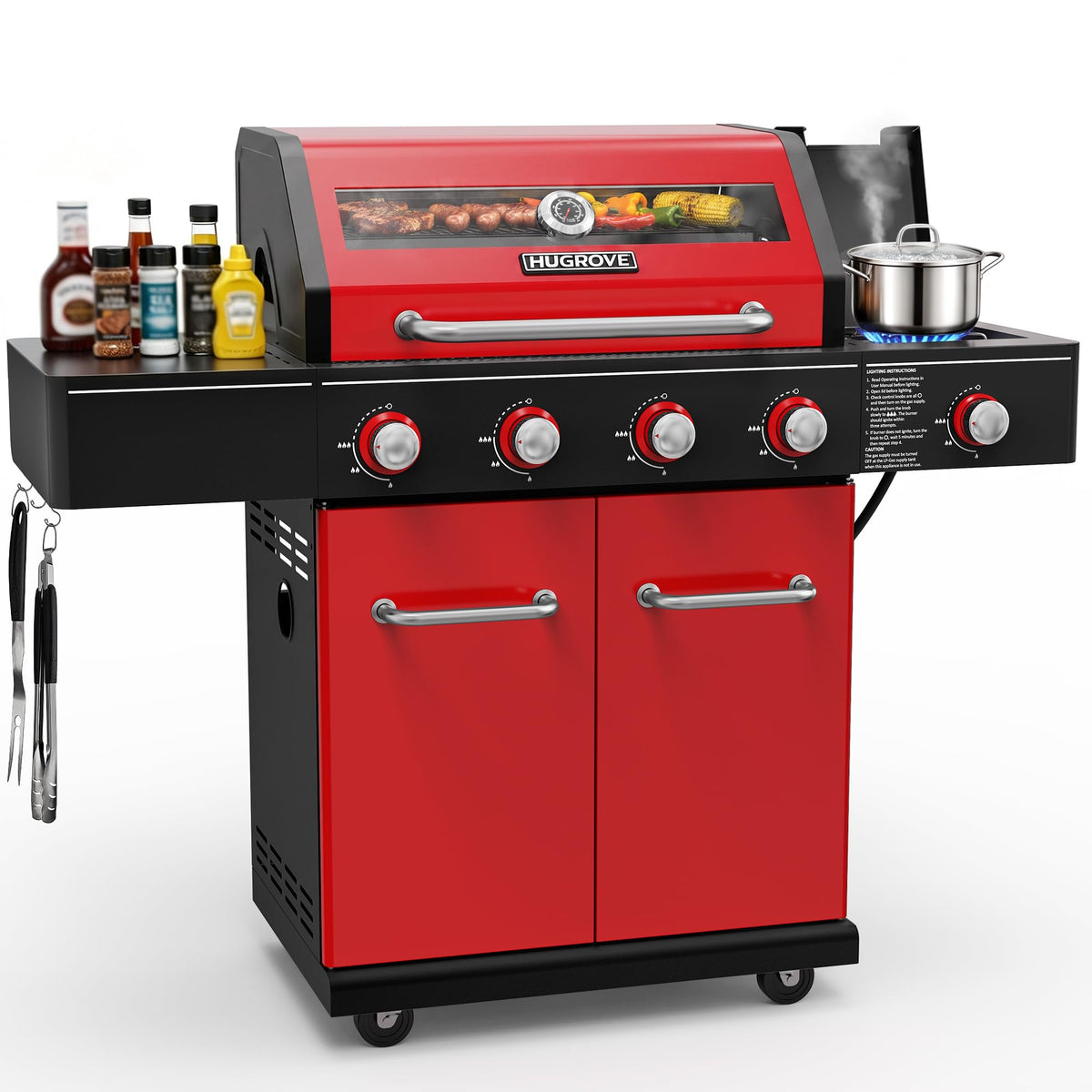56,000 BTU 4 Burner Propane Gas Grill with Side Burner Z54937