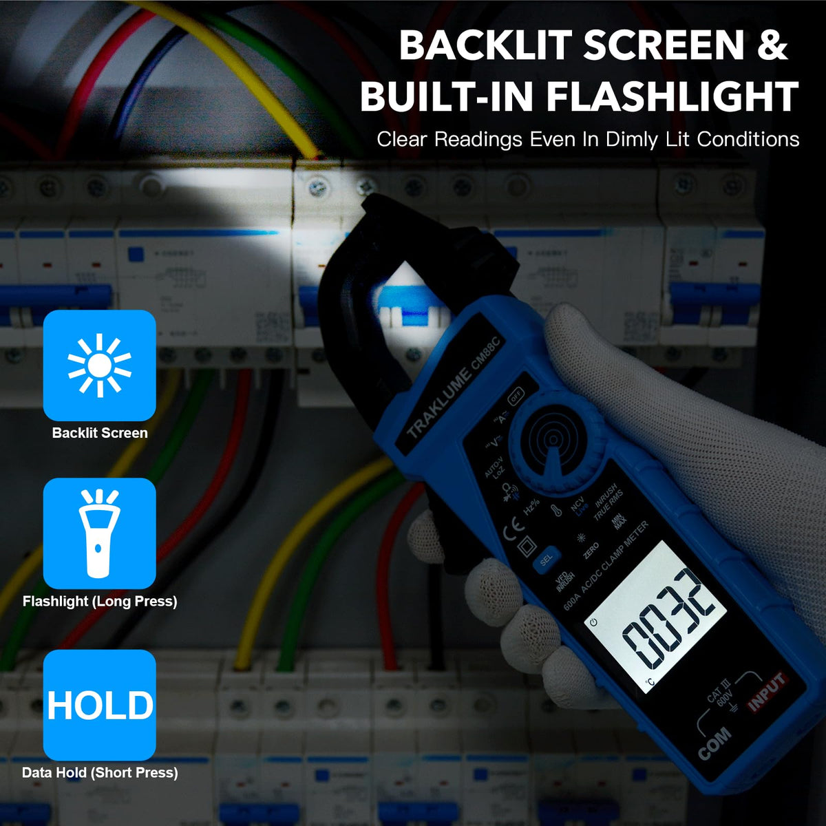 600A AC/DC TRMS Clamp Meter Multimeter U4985