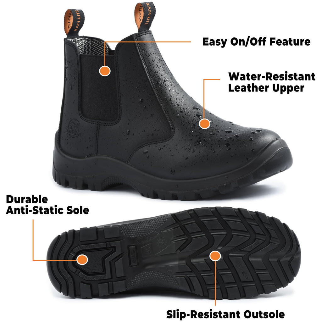 Slip On Steel Toe Waterproof Work Boots J5749