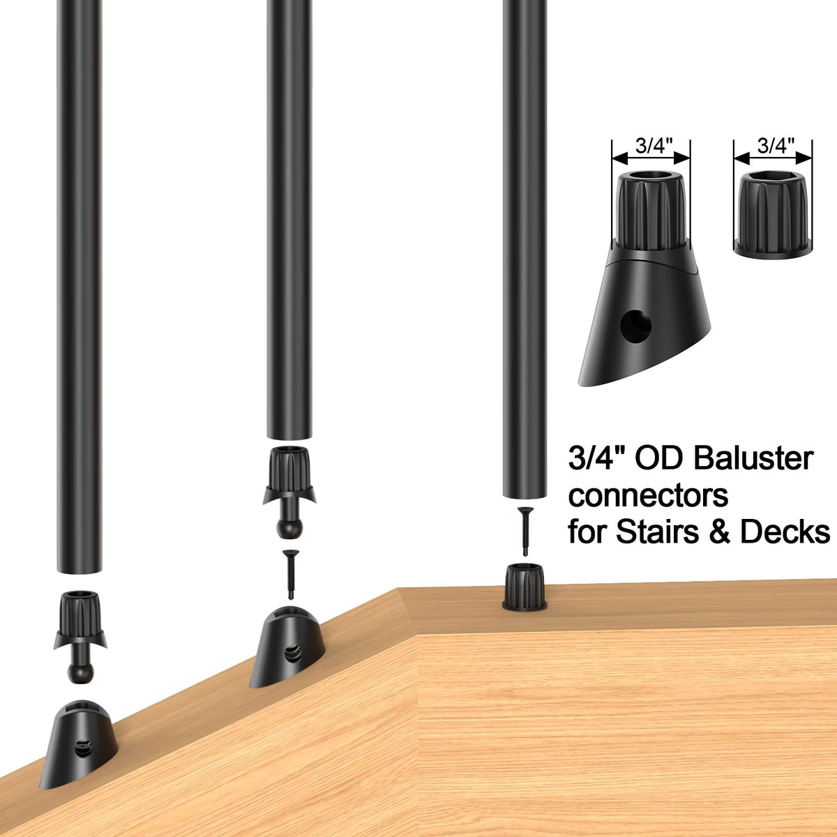 26" Black Aluminum Deck Balusters 120 Pack V617