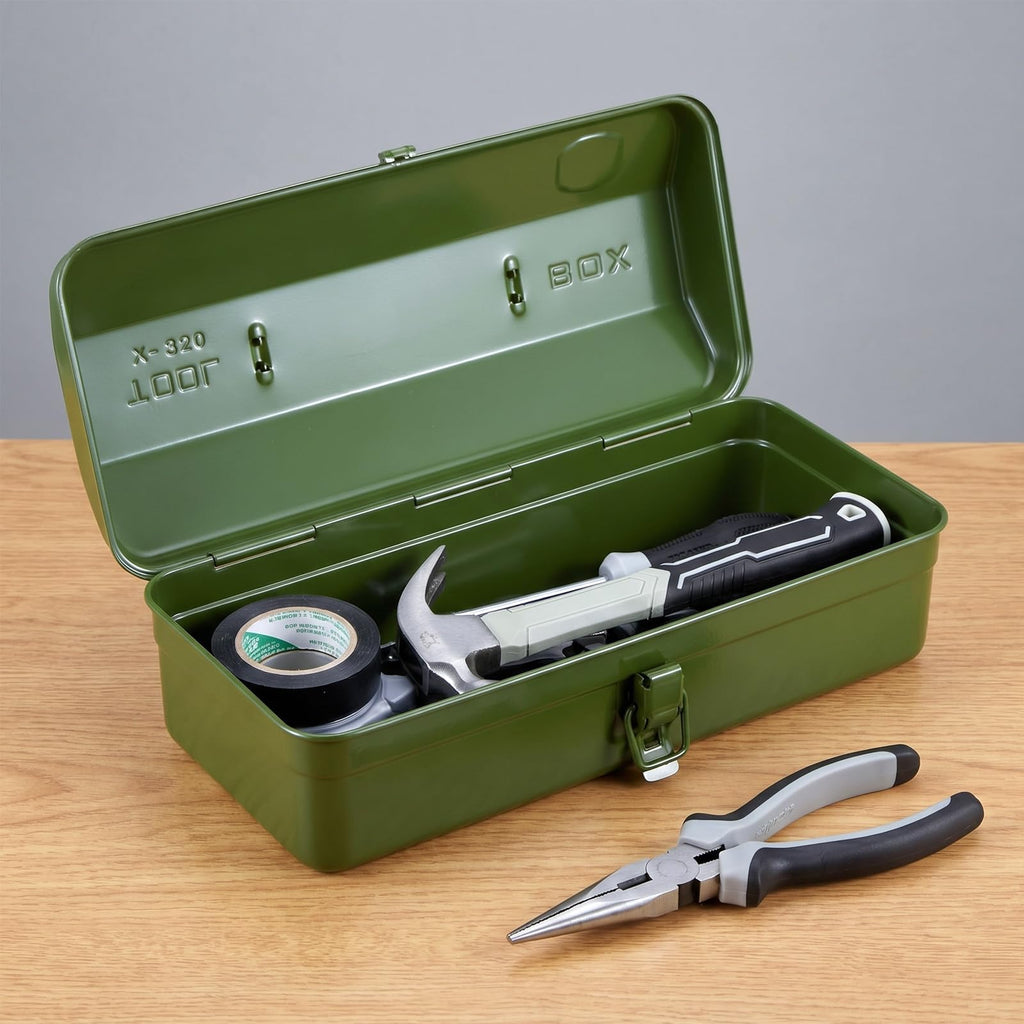 15-Inch Green Metal Storage Box with Lock Y1332