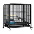 Black Metal Cat Cage with Locking Wheels U2419