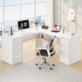 White L Shaped Desk with Drawers J1945