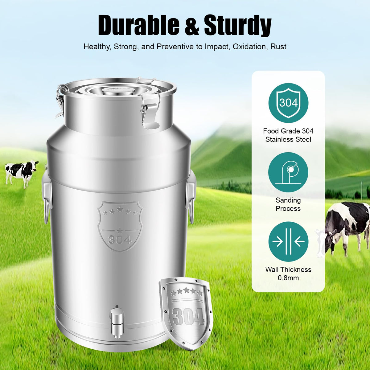 35L Stainless Steel Milk Can with Faucet I35694