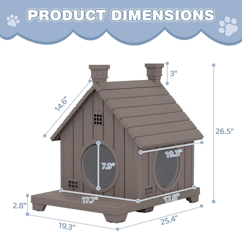 Weatherproof Resin Outdoor Cat House with Elevated Base N94282