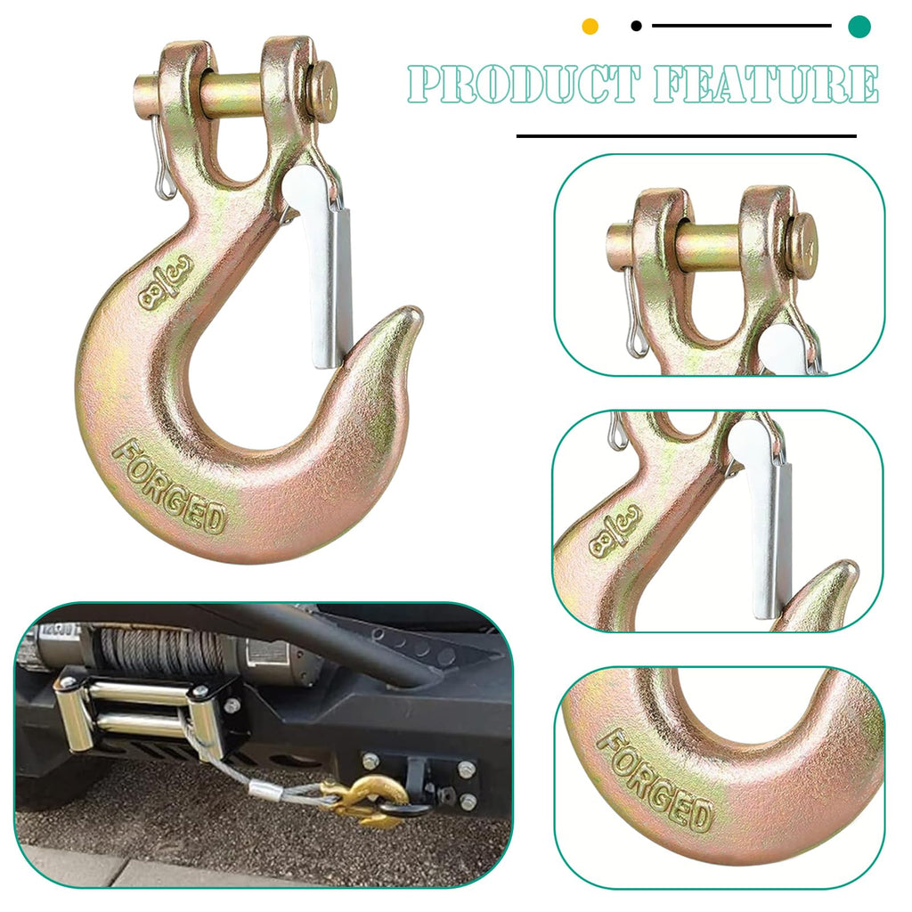 3/8" Clevis Slip Hooks with Safety Latch, 4PCS Heavy Duty I685