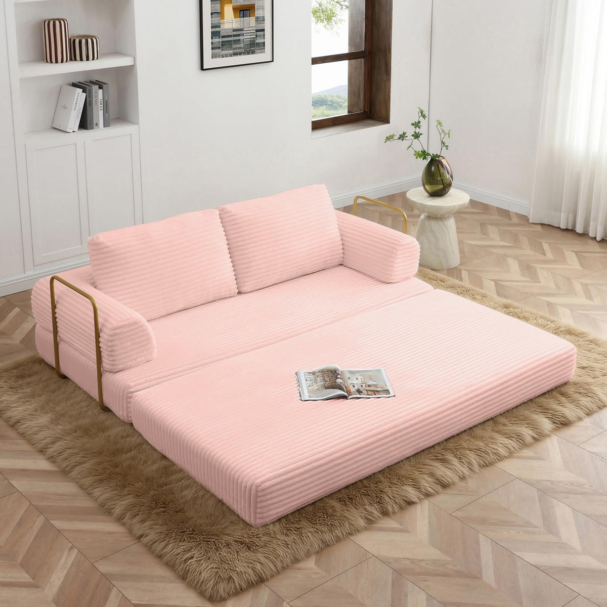Pink Convertible Sleeper Sofa Bed G853