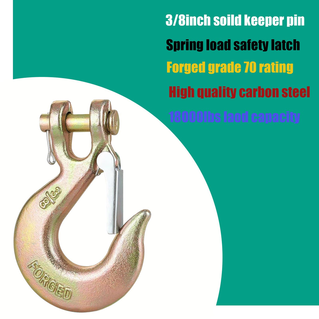 3/8" Clevis Slip Hooks with Safety Latch, 4PCS Heavy Duty I685