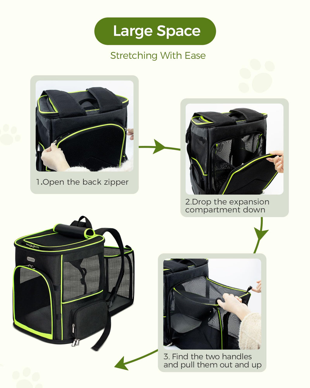Expandable Cat Carrier Backpack with Breathable Mesh W6667