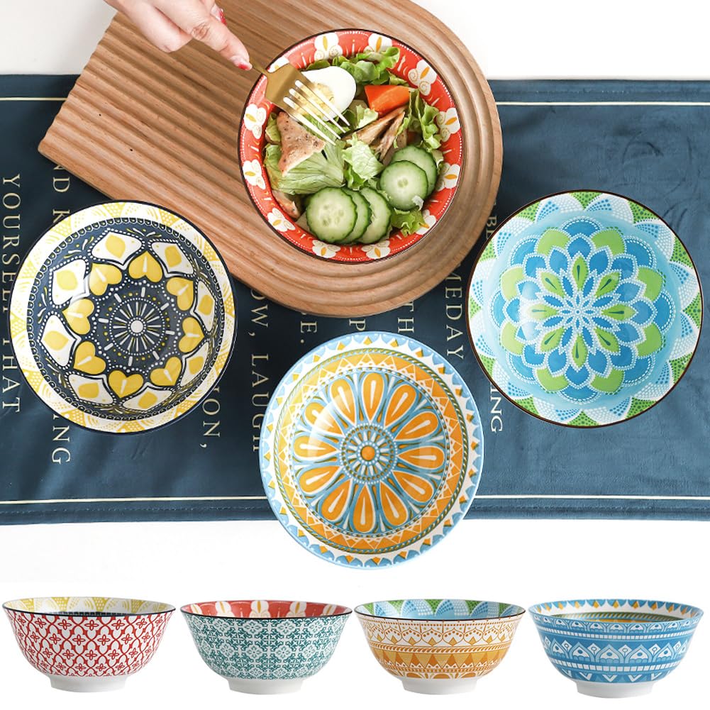 Bohemian Ceramic Cereal/Soup Bowls Set of 4 Y744460