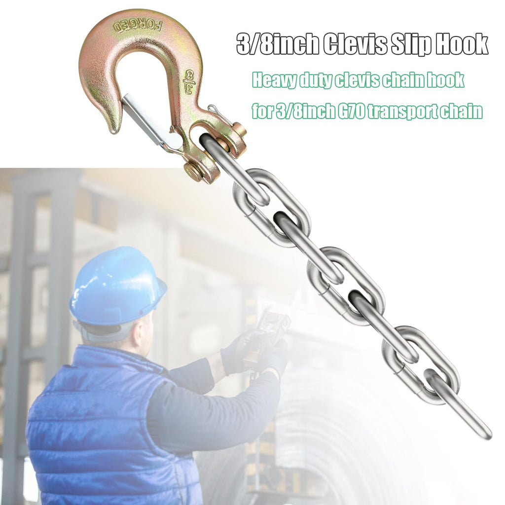 3/8" Clevis Slip Hooks with Safety Latch, 4PCS Heavy Duty I685