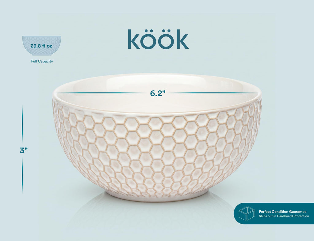 Ceramic Soup Bowls, 30 oz, Set of 4, Ivory V59040