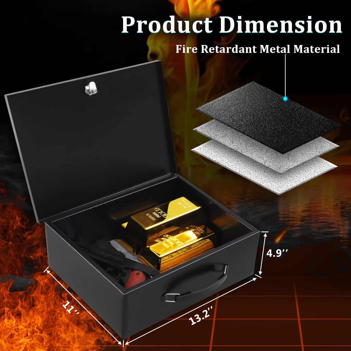 Fire Resistant Document Lock Box with Key J643