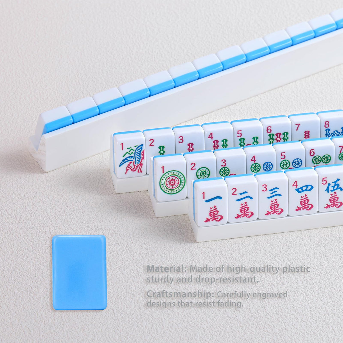 Mini Mahjong Set with 166 Blue Tiles, 4 Racks & Bag R407178
