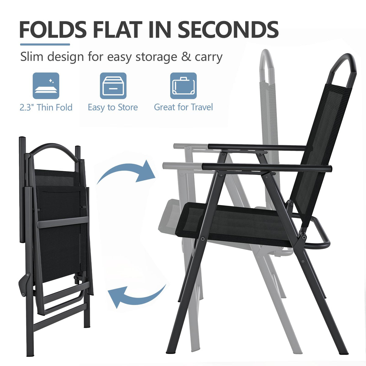 Folding Outdoor Chairs Set of 2 Black J542
