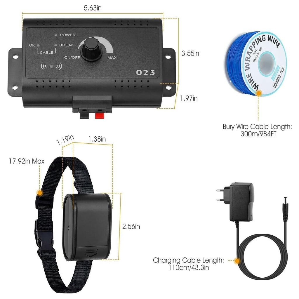 Underground Electric Dog Fence, In-Ground Pet Containment System, Waterproof Training Collar C904338