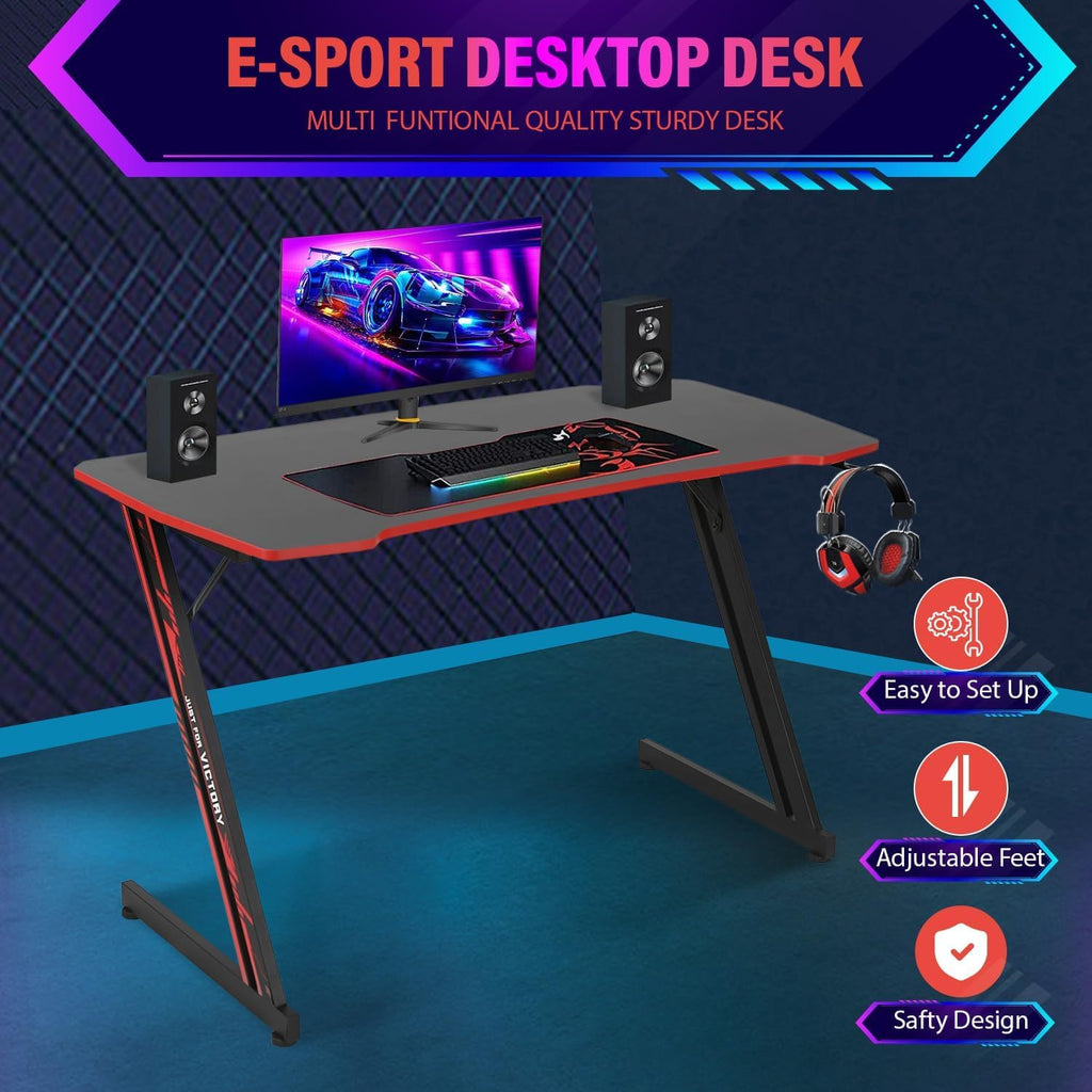47 Inch Gaming Desk with Headphone Hook E149148