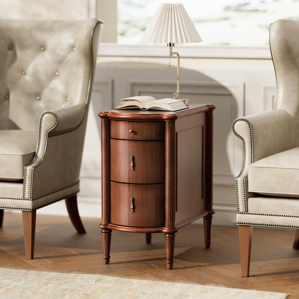 Brown Set of 2 Nightstand with Charging Station and 3 Drawers B998251