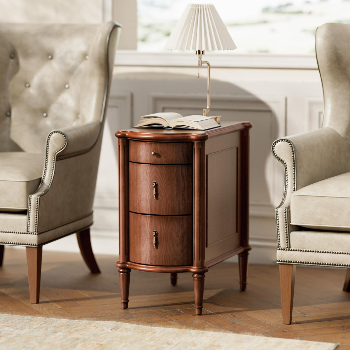 Brown Set of 2 Nightstand with Charging Station and 3 Drawers B998251