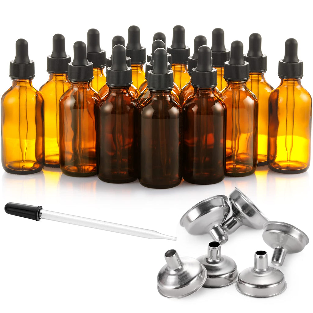 2 oz Dark Amber Dropper Bottles with Funnels P145511