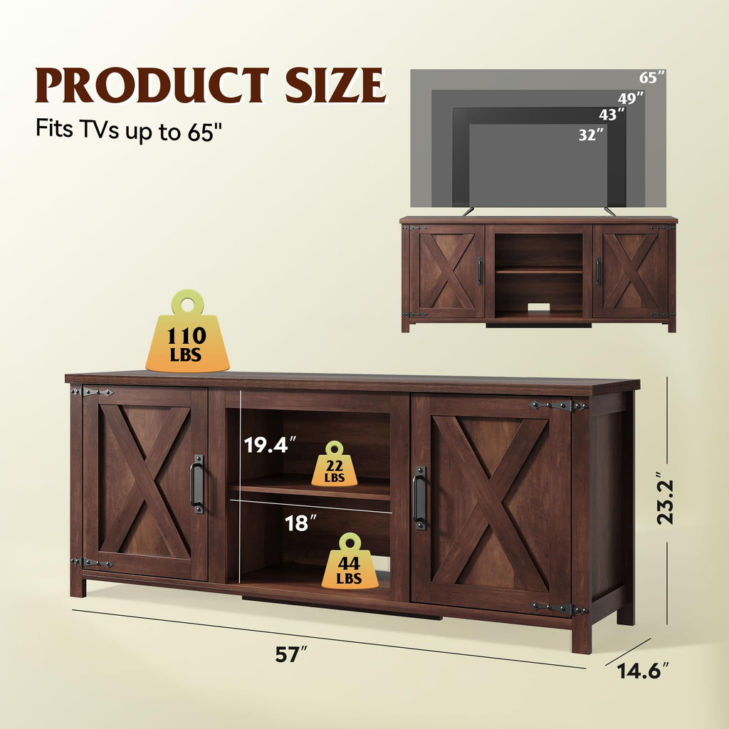 Farmhouse TV Stand Up to 65" Brown J26430