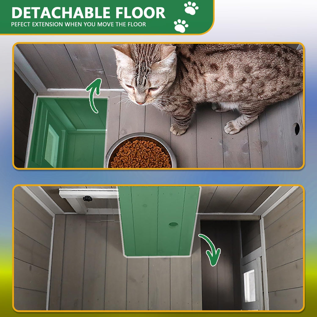 Weatherproof 2-Story Outdoor Cat House with Balcony E718