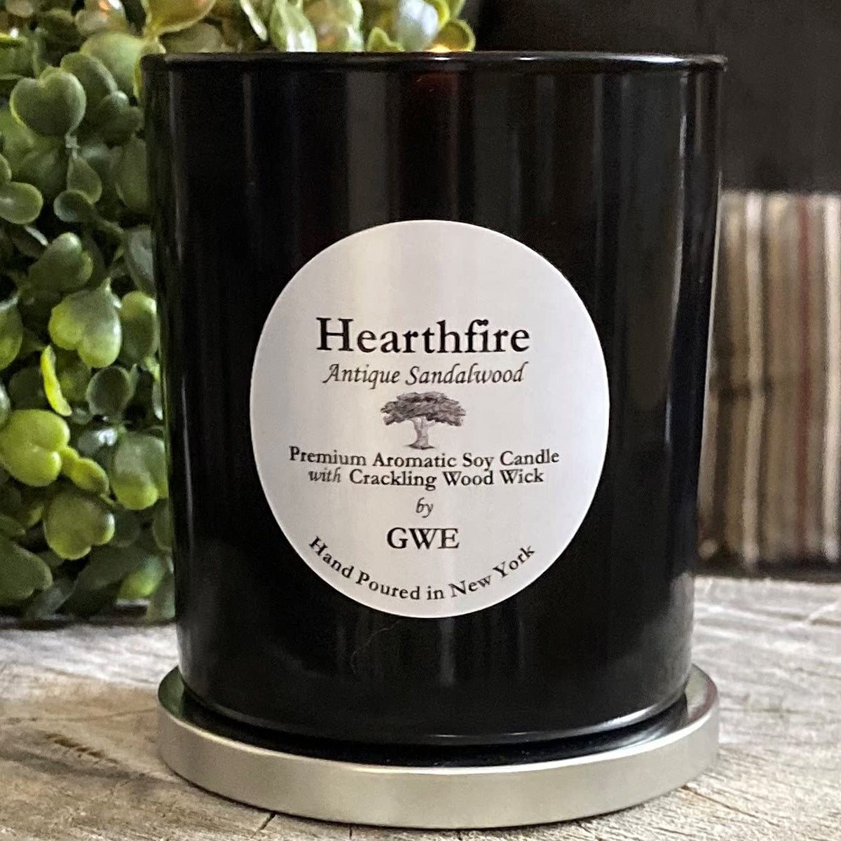 Sandalwood Scented Soy Candle with Wood Wick F240