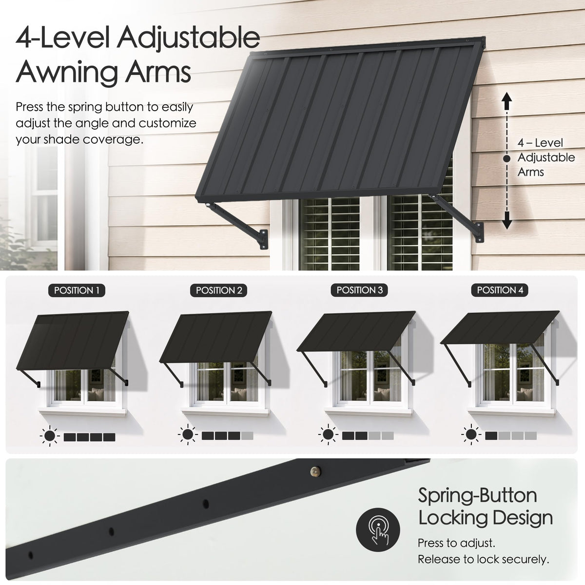 Adjustable Door Window Awning 42"W×32" W40791