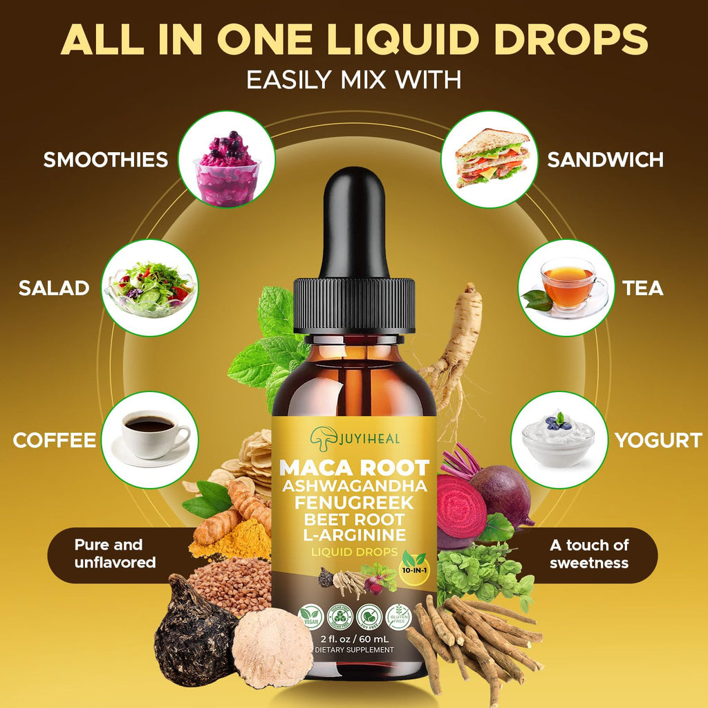 Maca Root Liquid Drops with Ashwagandha, Nettle, Fenugreek, Beet Root, and L-Arginine - 2 fl oz O291