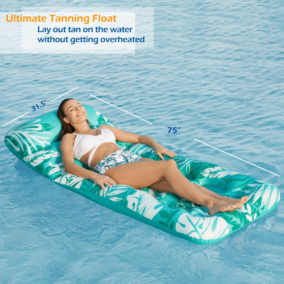 Inflatable Pool Float Lounger with Adjustable Backrest Cup Holders U58214