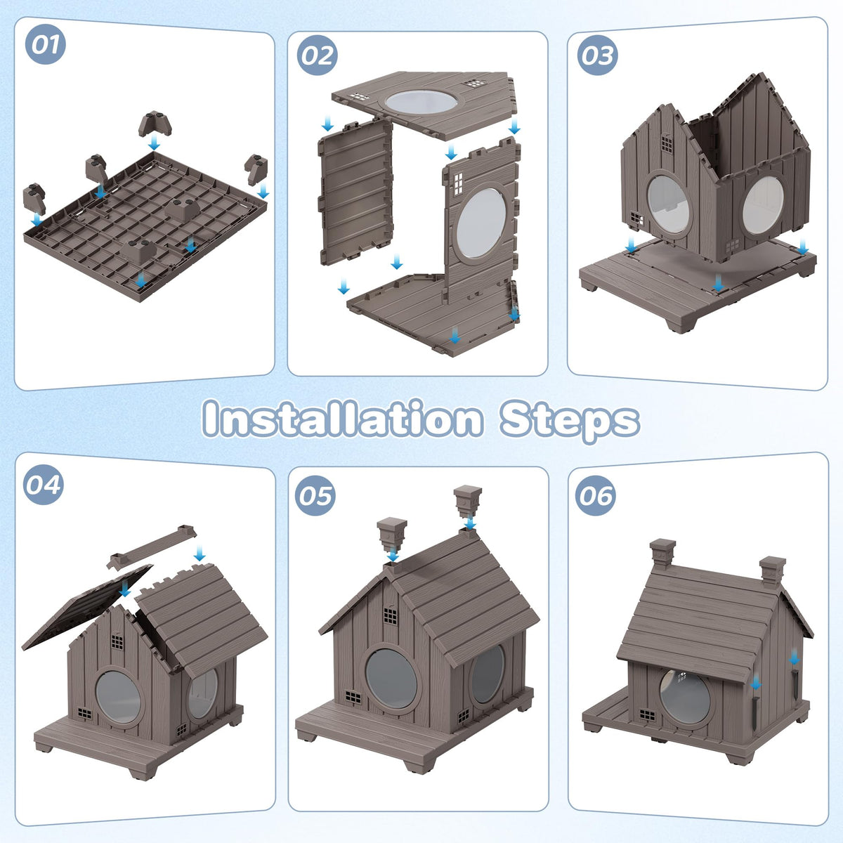 Weatherproof Resin Outdoor Cat House with Elevated Base N94282