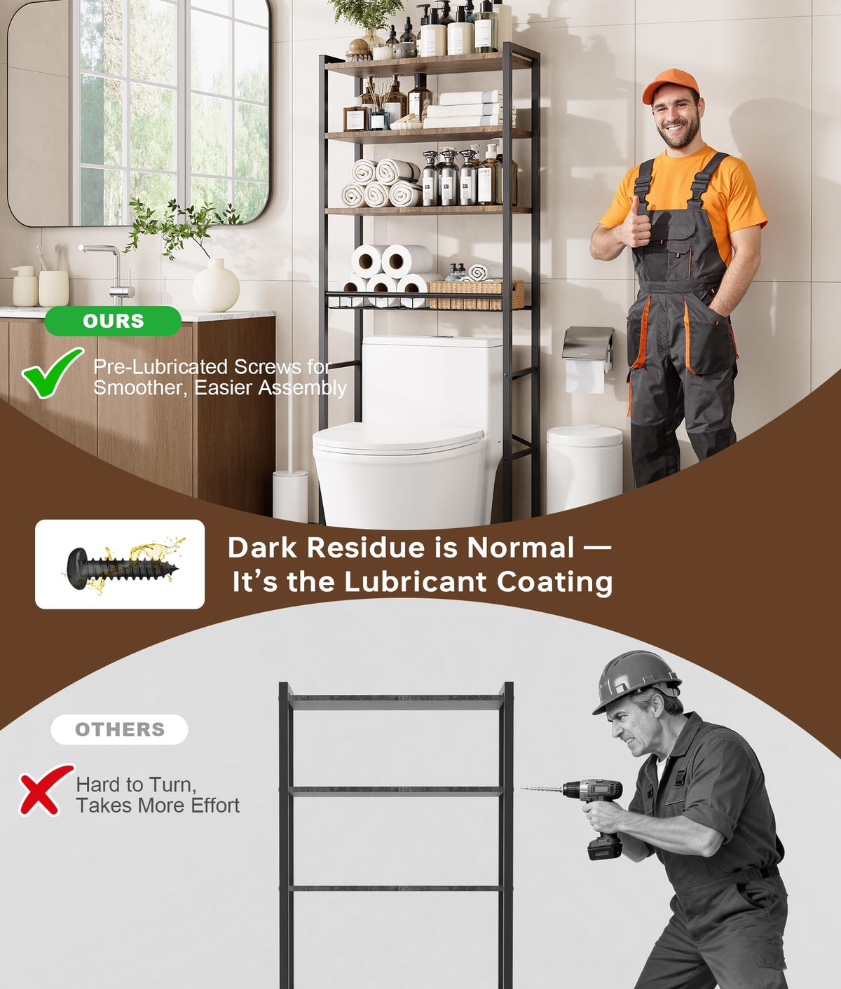 Brown 4-Tier Over-the-Toilet Storage Rack S583
