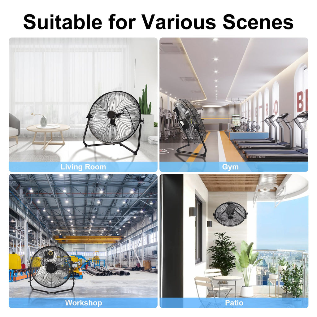 20 Inch 3 Speed High Velocity Metal Industrial Floor Fan X214