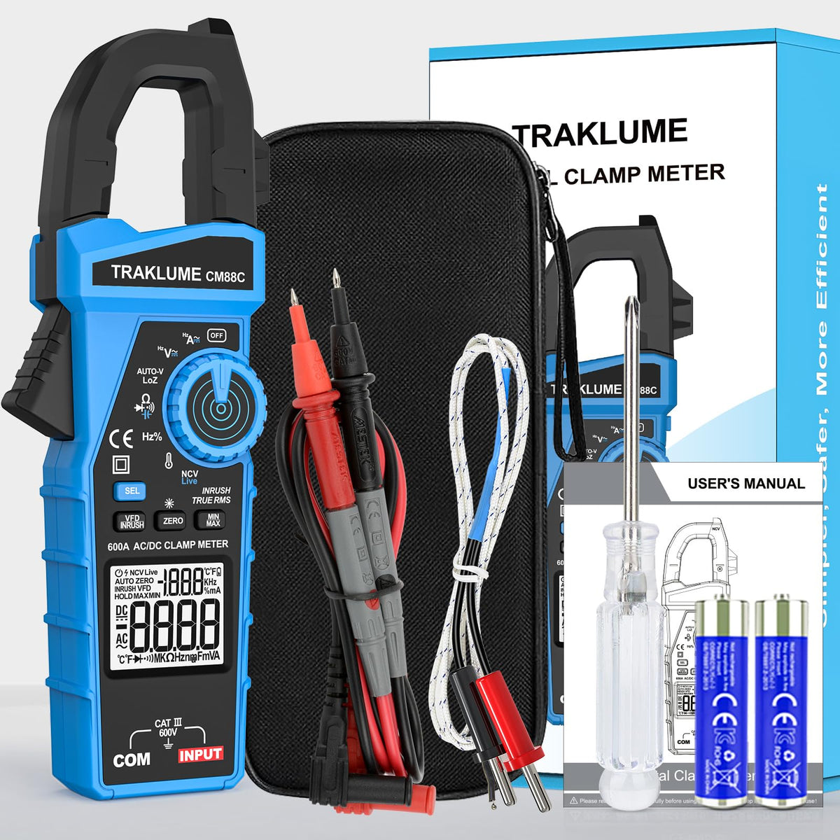 600A AC/DC TRMS Clamp Meter Multimeter U4985