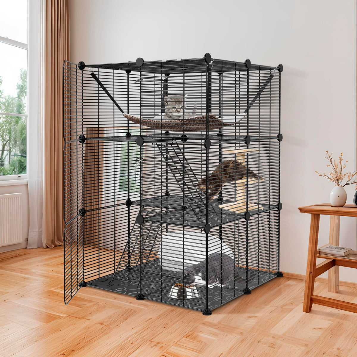 3-Tier Metal Wire Cat Cage with Hammock Y7265