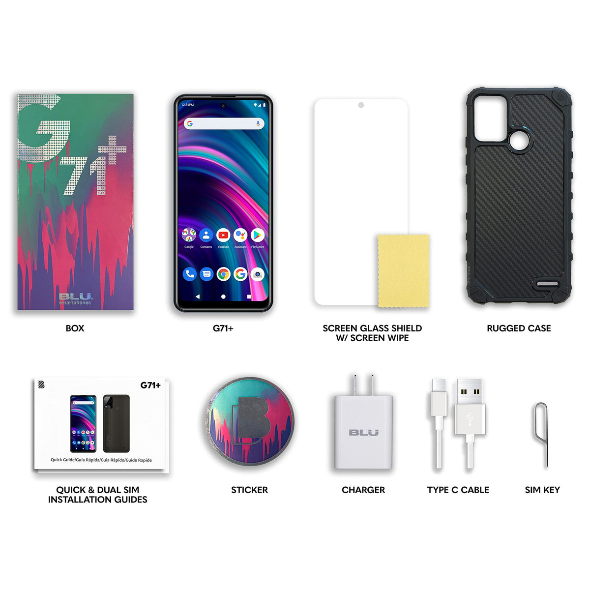 Unlocked 6.5” HD+ Display 128/4GB Blue Smartphone B8617