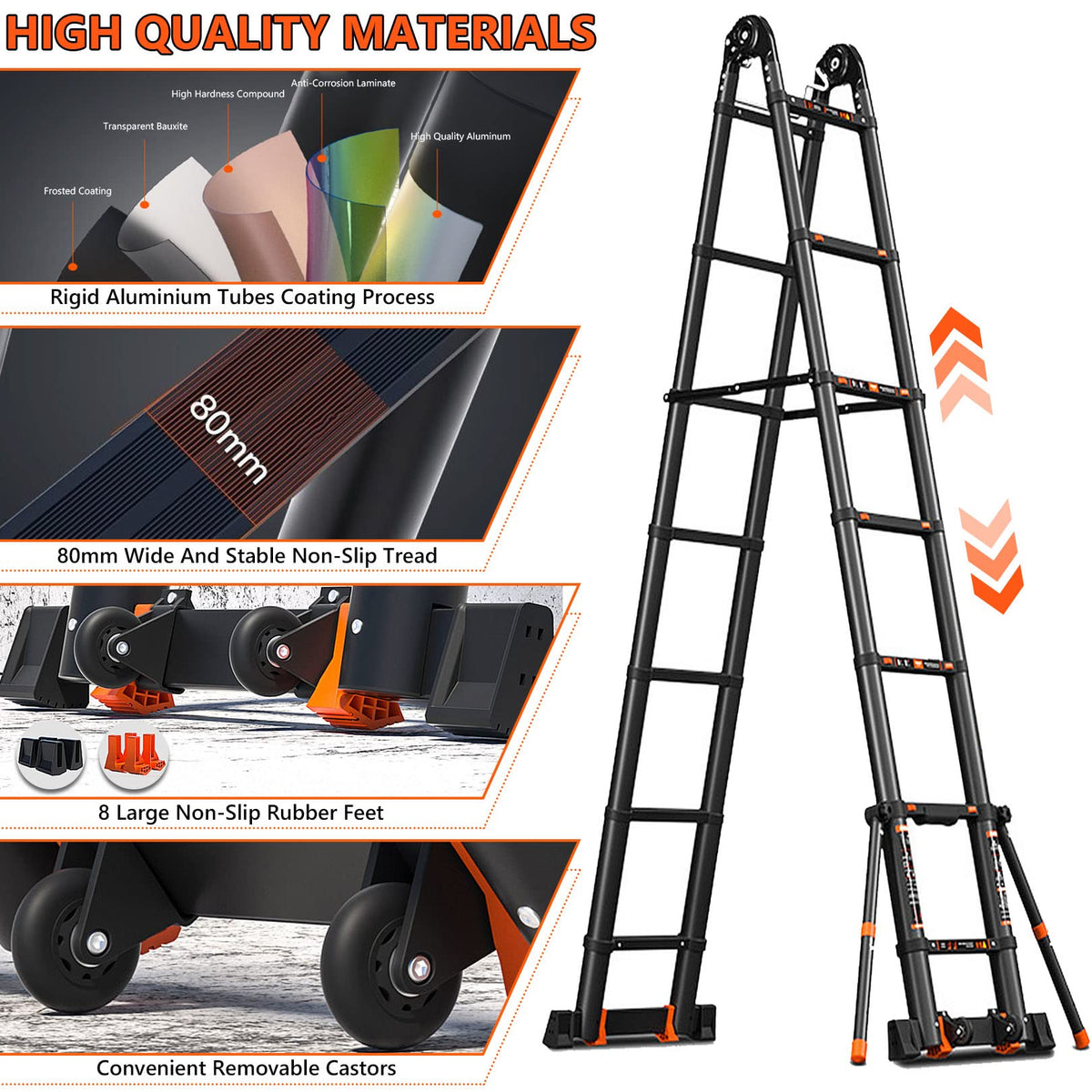Aluminum Telescoping Ladder 330lbs Y628