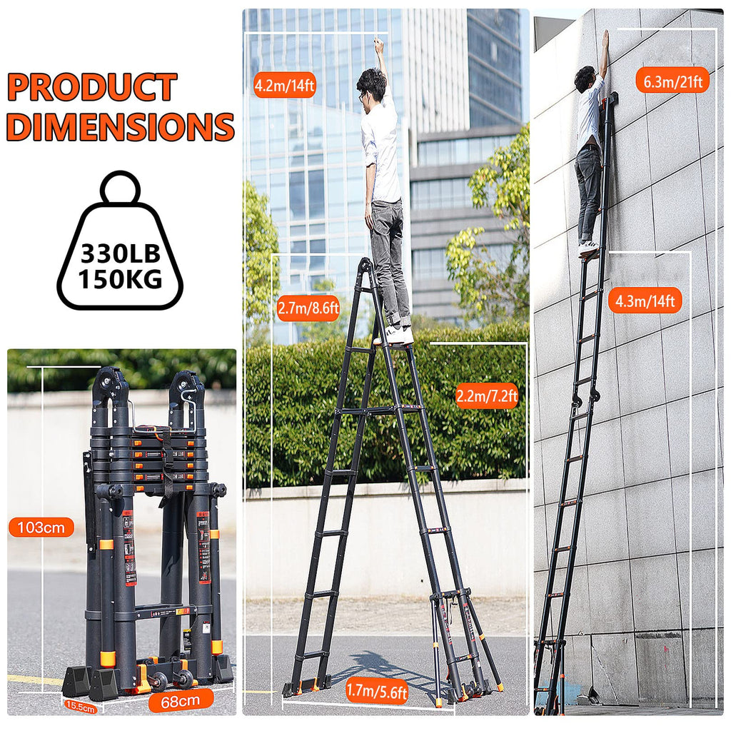 Aluminum Telescoping Ladder 330lbs Y628