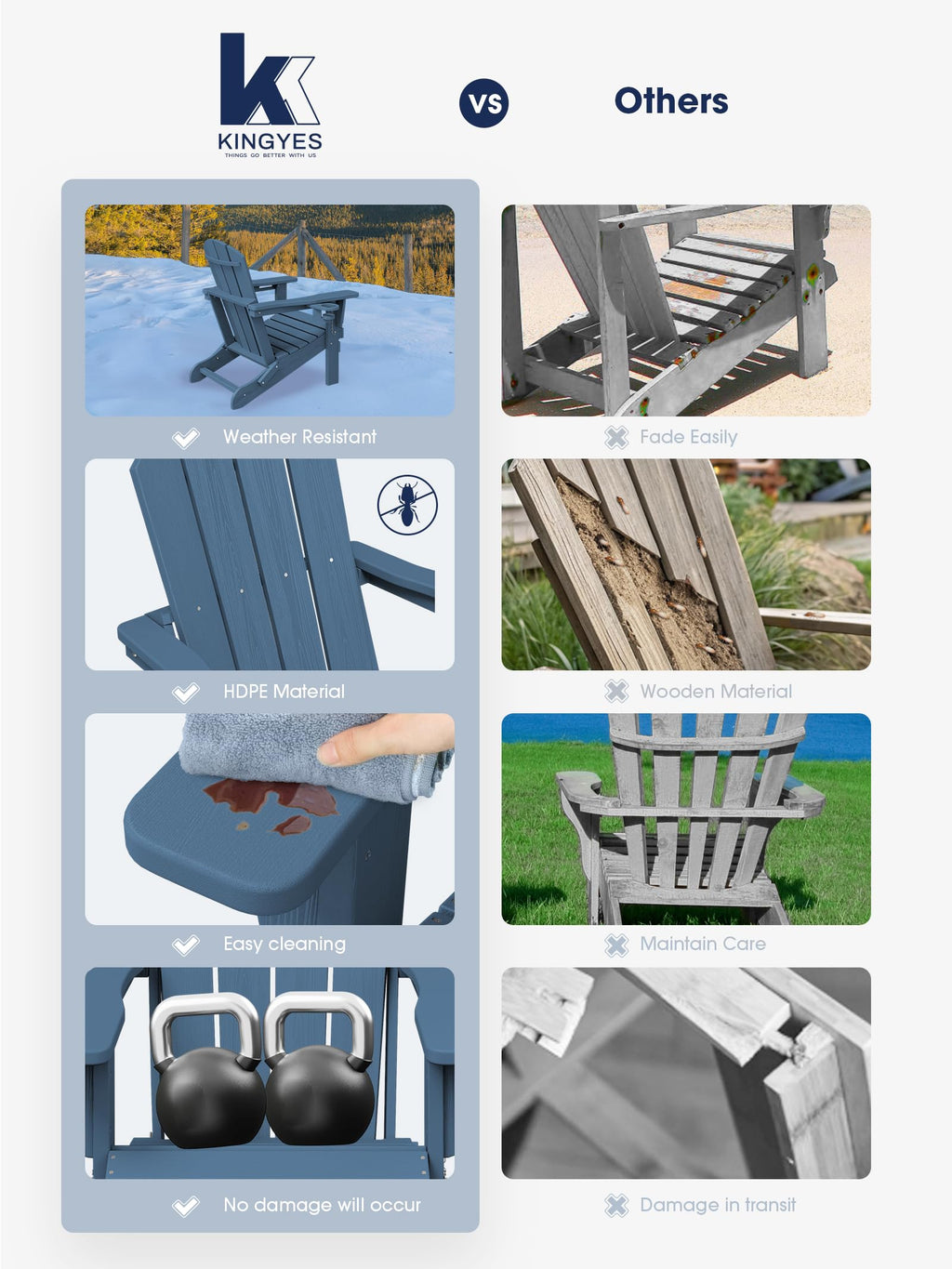 Folding Adirondack Chair Set of 2 with 2 Cup Holders K25369