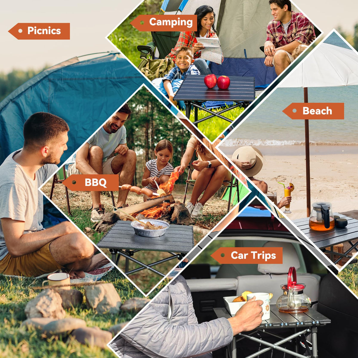 Portable Folding Aluminum Camping Table with Carry Bag J202827