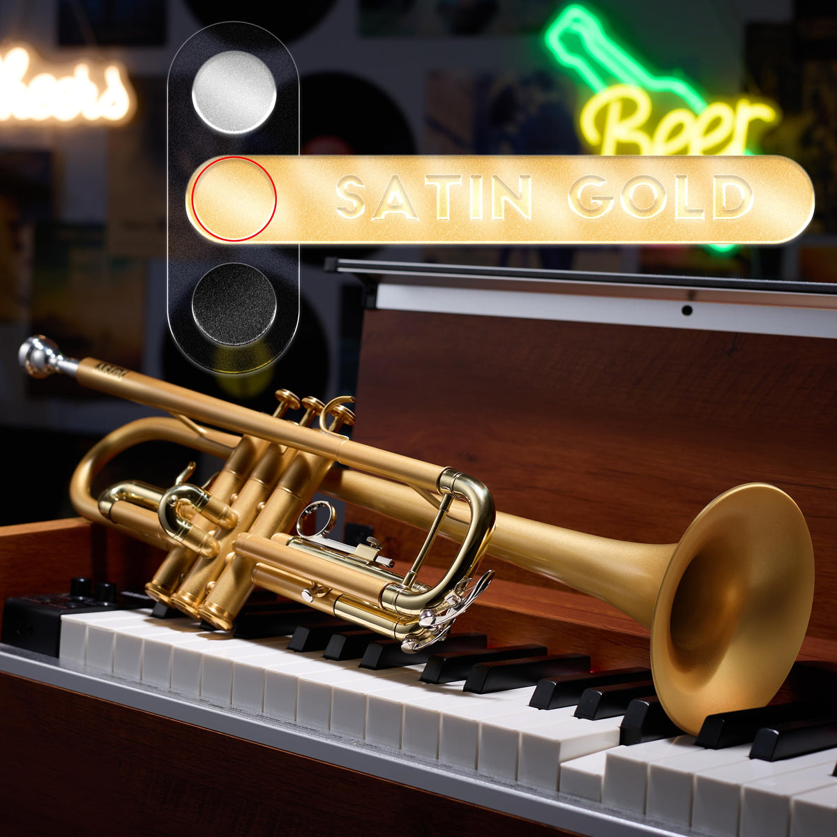 Satin Gold Bb Trumpet with Hard Case V895