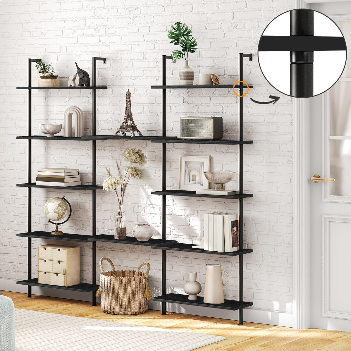 6-Tier Wall Mounted Wooden Ladder Shelf W383