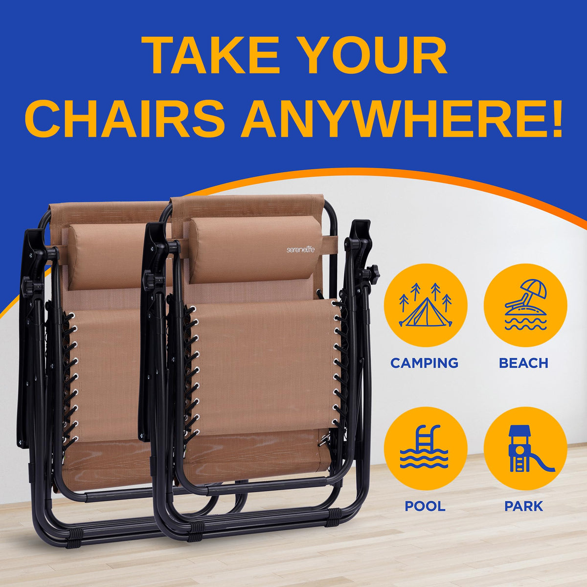 Zero Gravity Outdoor Lounge Chairs 2 Pack Folding Recliners with Side Table Cup Holder Y108