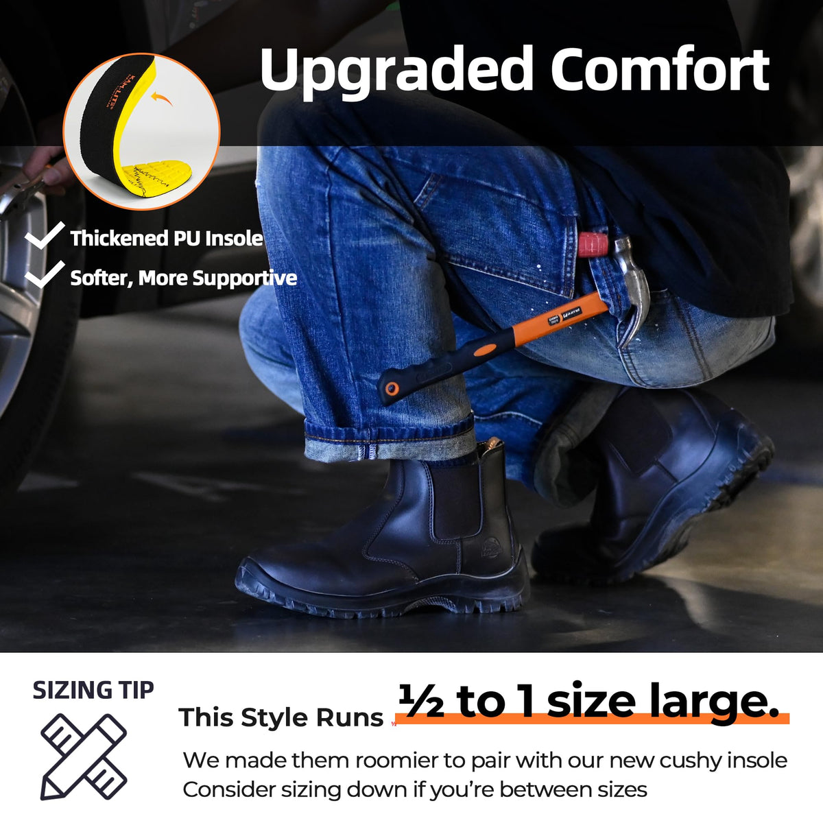 Slip On Steel Toe Waterproof Work Boots J5749