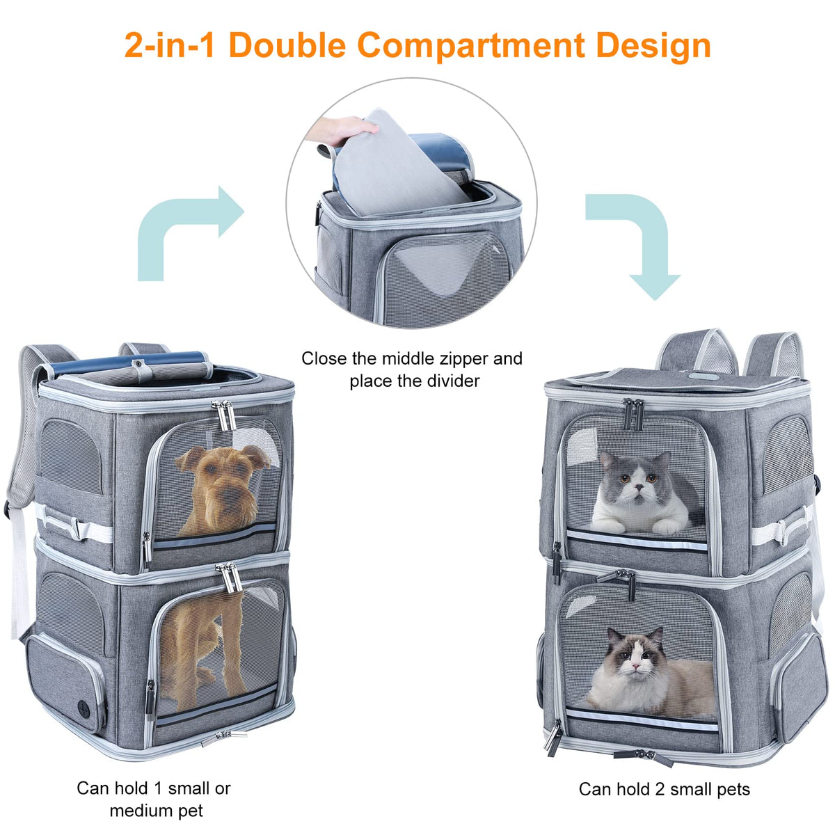 Double Compartment Pet Carrier Backpack U493108