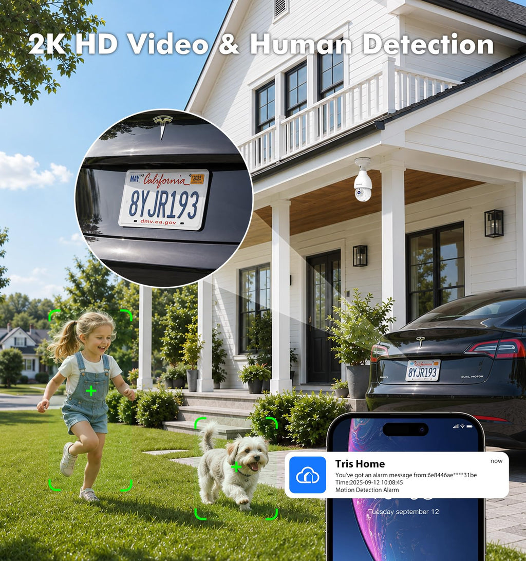 2K Light Bulb Security Camera, 5G/2.4G WiFi, 2 Pack B45473