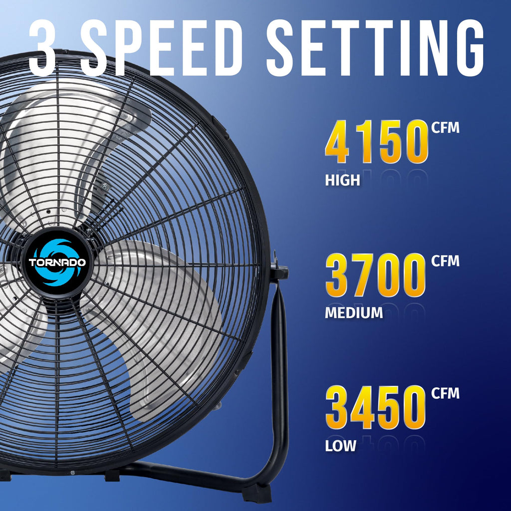 18" and 20" High Velocity Metal Floor Fans, 3-Speed S465