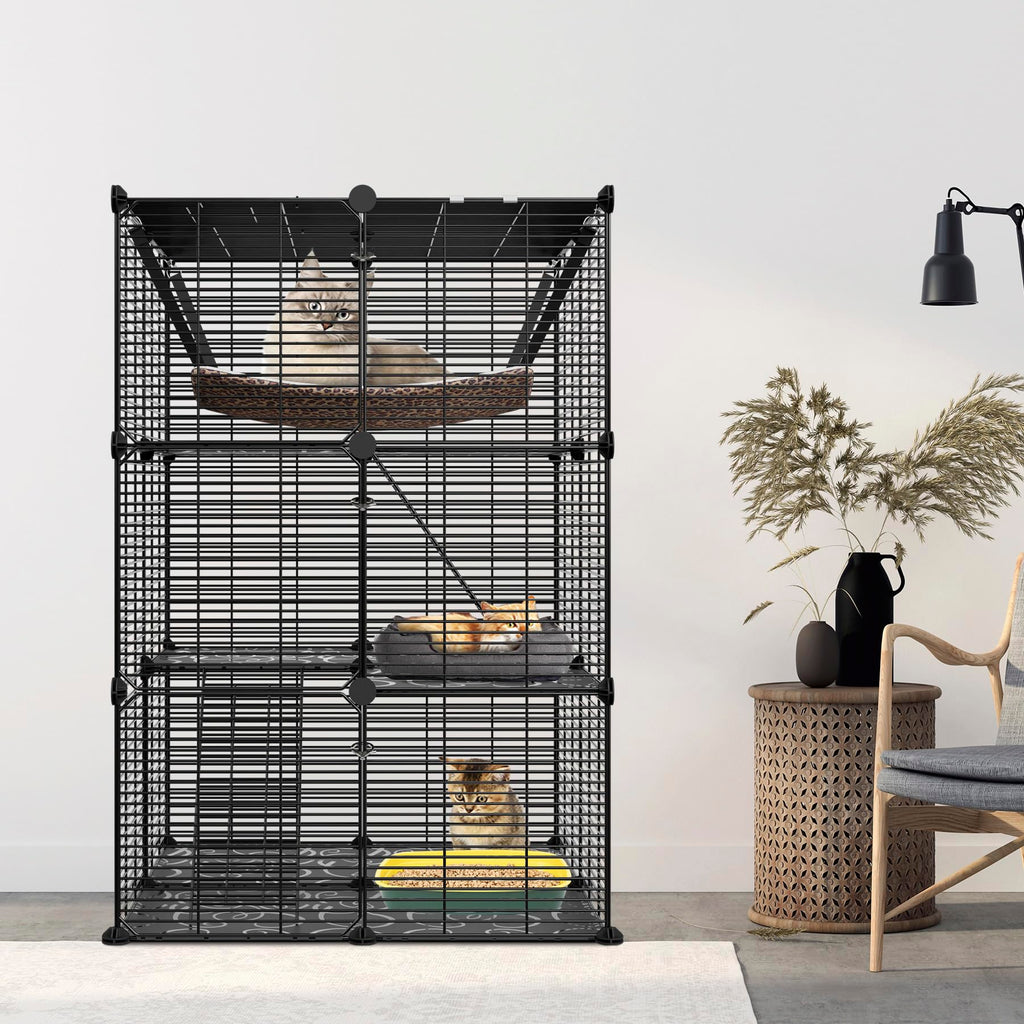 3-Tier Metal Wire Cat Cage with Hammock Y7265