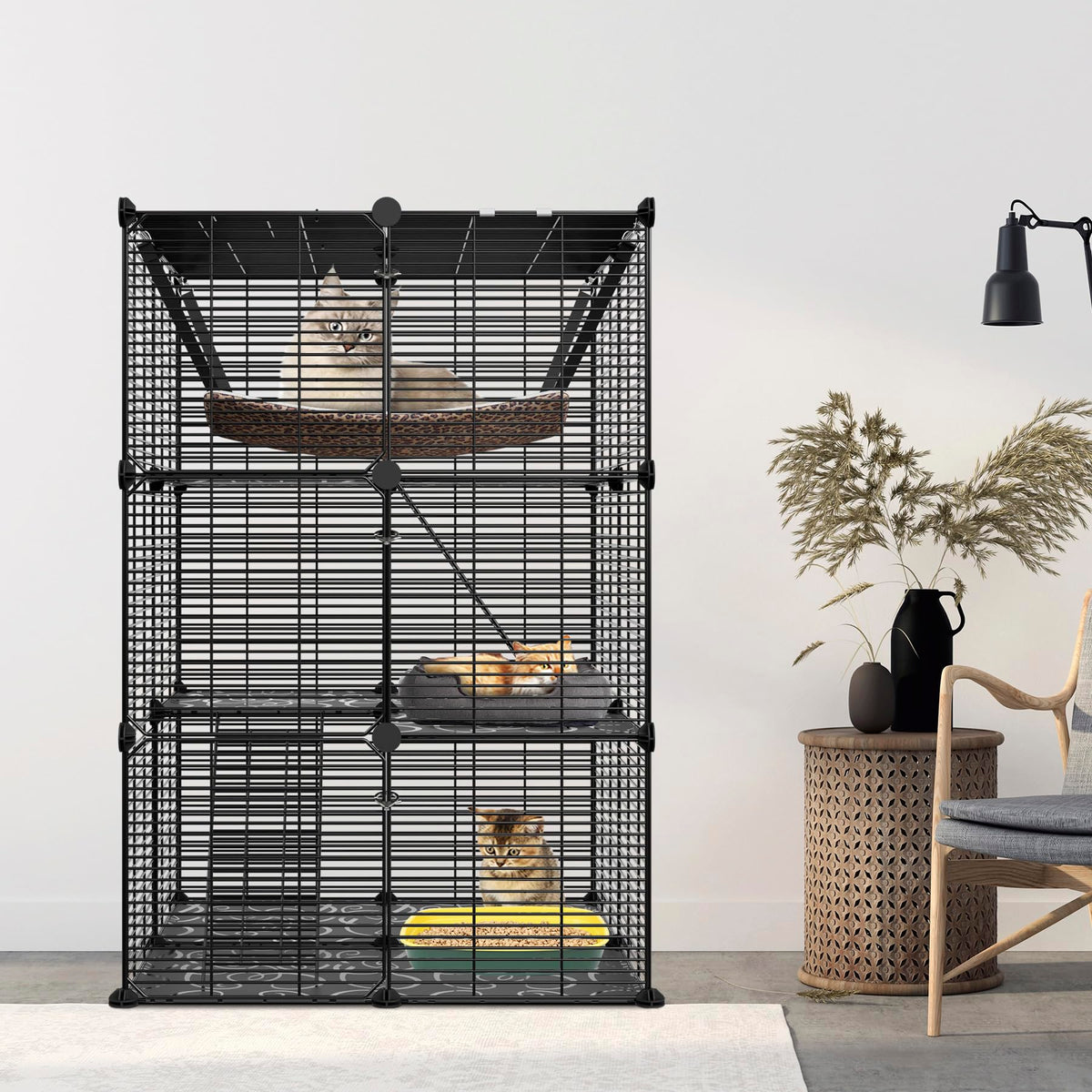 3-Tier Metal Wire Cat Cage with Hammock Y7265